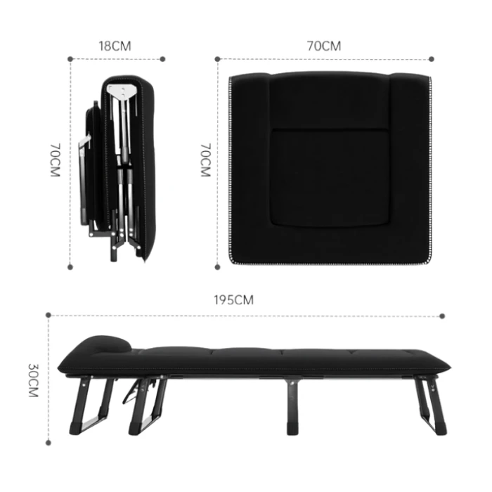 Раскладная кровать (раскладушка) со встроенным матрасом LEOBRO Black (LB-FB-S1-BLK)