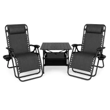 Комплект для відпочинку LEOBRO S, два шезлонги та стіл (LB-ZGC-F1-DGR-FT-A1)