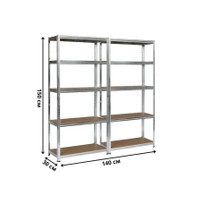 Набір із двох стелажів LEOBRO Premium 150 х 140 х 30 см, 150кг/полиця, 5 полиць (LB-R110Х2)