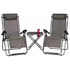 Комплект 2-а розкладні крісла-шезлонга + столик Zero Gravity LEOBRO Plaid (LB-ZGT-F3-PLD)