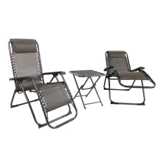 Комплект 2-а розкладні крісла-шезлонга + столик Zero Gravity LEOBRO Plaid (LB-ZGT-F3-PLD)
