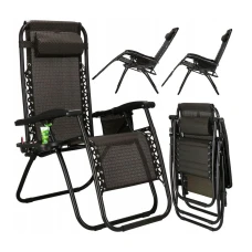 Комплект 2-а розкладні крісла-шезлонга + столик Zero Gravity LEOBRO Plaid (LB-ZGT-F3-PLD)
