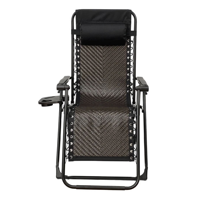 Розкладне крісло шезлонг LEOBRO Zero Gravity Premium Brown Rattan (LB-ZGC-G2-RB)