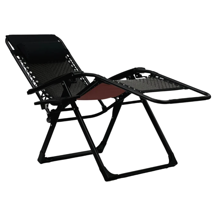 Розкладне крісло шезлонг LEOBRO Zero Gravity Premium Brown Rattan (LB-ZGC-G2-RB)