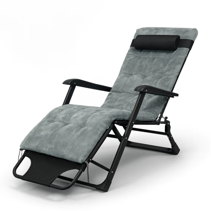 Розкладне крісло ліжко з оксамитовим матрацом LEOBRO Grey (LB-FCB-G4-GRY)