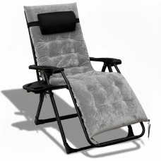 Розкладне крісло шезлонг LEOBRO Zero Gravity Premium Plus Grey Velvet (LB-ZGC-K3-GRY)