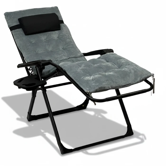 Розкладне крісло шезлонг LEOBRO Zero Gravity Premium Plus Grey Velvet (LB-ZGC-K3-GRY)