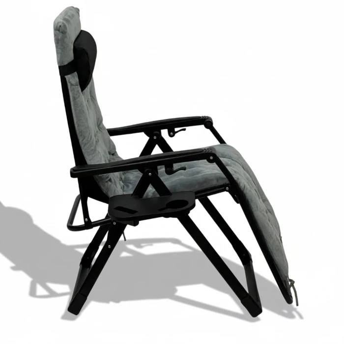 Розкладне крісло шезлонг LEOBRO Zero Gravity Premium Plus Grey Velvet (LB-ZGC-K3-GRY)