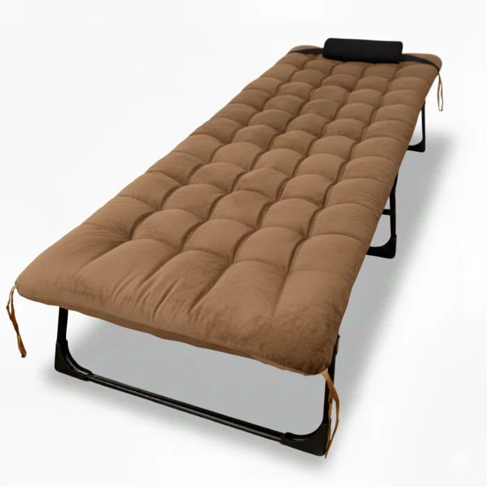 Розкладне ліжко (розкладачка) з оксамитовим матрацом і подушкою LEOBRO Brown (LB-FB-A3-BRN)