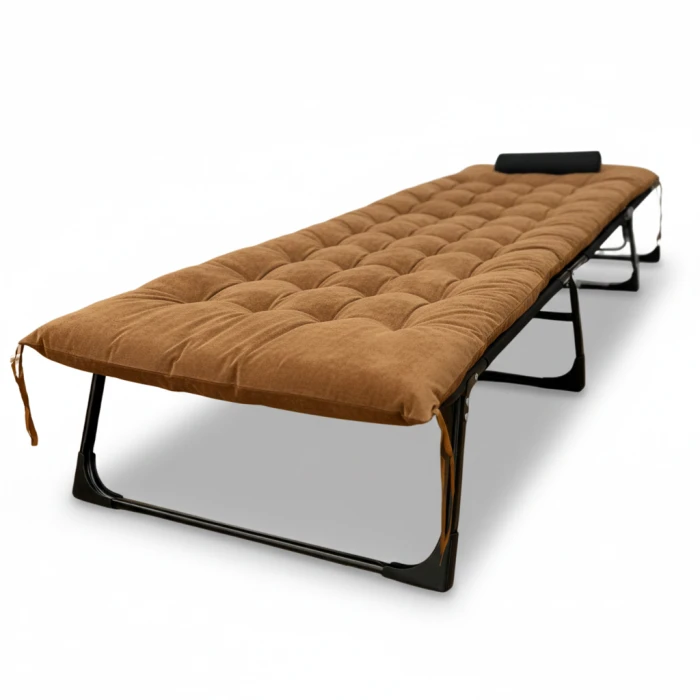 Розкладне ліжко (розкладачка) з оксамитовим матрацом і подушкою LEOBRO Brown (LB-FB-A3-BRN)
