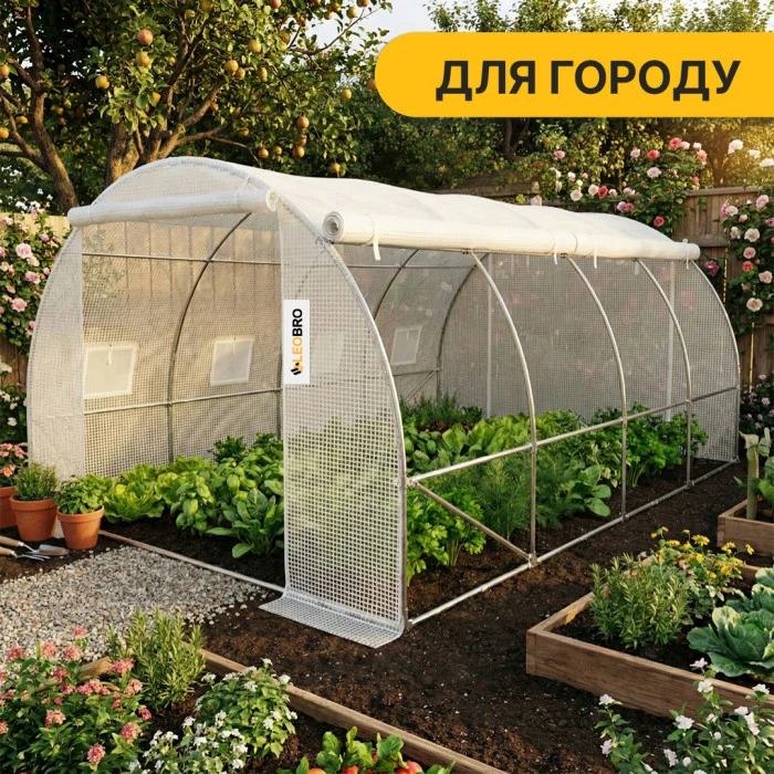 Садова теплиця парник LEOBRO Garden 12м2 White MultiDoor (LB-G113-WHT)