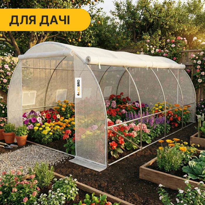 Садова теплиця парник LEOBRO Garden 12м2 White MultiDoor (LB-G113-WHT)