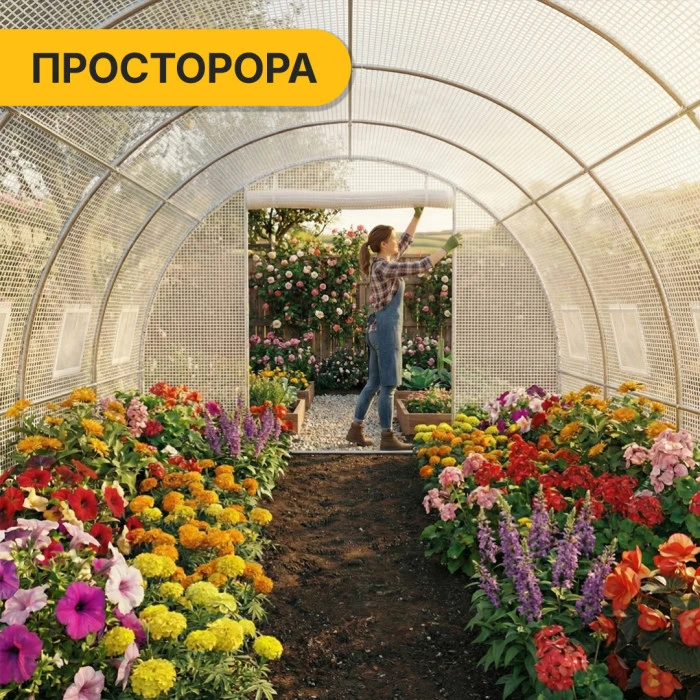 Садова теплиця парник LEOBRO Garden 12м2 White MultiDoor (LB-G113-WHT)