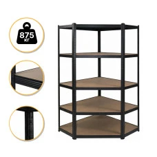 Стелаж кутовий LEOBRO Premium Black 180 х 90 х 40 см, 175кг/полиця, 5 полиць (LB-R124)
