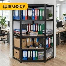 Стелаж кутовий LEOBRO Premium Black 180 х 90 х 40 см, 175кг/полиця, 5 полиць (LB-R124)