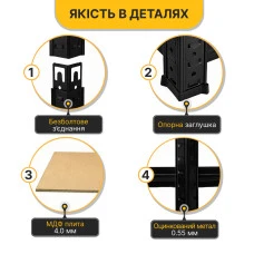 Стелаж кутовий LEOBRO Premium Black 180 х 90 х 40 см, 175кг/полиця, 5 полиць (LB-R124)