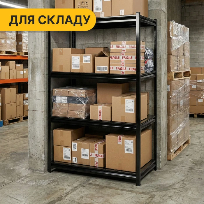 Стелаж з металевими полицями LEOBRO 152 х 70 х 30 см, 175кг/полиця, 4 полиці (LB-R126)