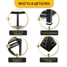 Стелаж з металевими полицями LEOBRO 152 х 70 х 30 см, 175кг/полиця, 4 полиці (LB-R126)