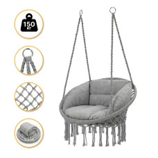 Підвісне плетене крісло-гойдалка LEOBRO Boho Deluxe XL 80 см Grey (LB-1113)