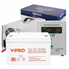 Аварийный комплект Volt Polska SINUS PRO 1000 E 12/230V 700/1000W + Аккумулятор VOLT VRLA DEEP CYCLE 110Ah 12V