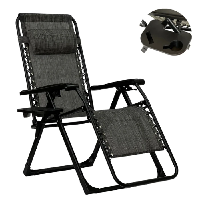 Розкладне крісло шезлонг LEOBRO Zero Gravity Premium Grey (LB-ZGC-G2-GRY)