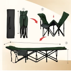 Туристична похідна розкладачка з вбудованим матрацом LEOBRO Green (LB-CC-K1-GRN)
