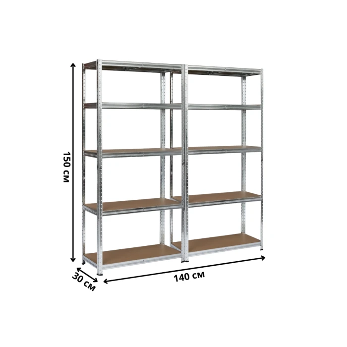 Набір із двох стелажів LEOBRO Premium 150 х 140 х 30 см, 175кг/полиця, 5 полиць (LB-R112Х2)