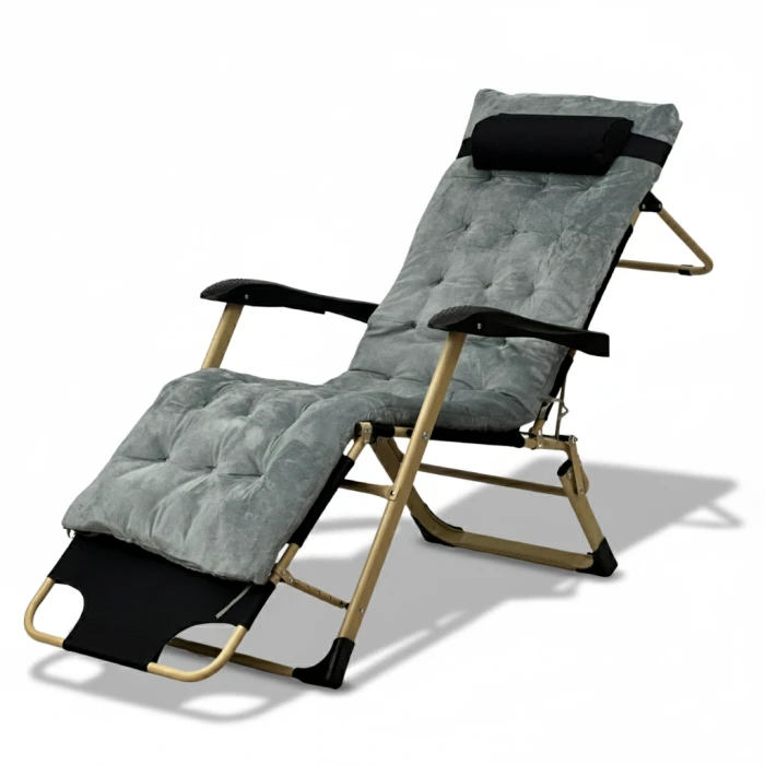 Розкладне крісло ліжко з оксамитовим матрацом LEOBRO Grey (LB-FCB-G5-GRY)