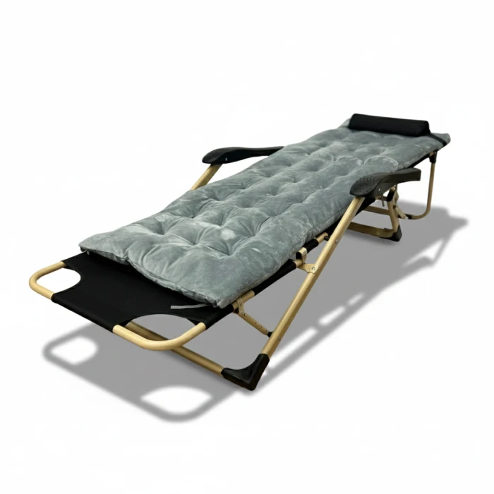 Розкладне крісло ліжко з оксамитовим матрацом LEOBRO Grey (LB-FCB-G5-GRY)