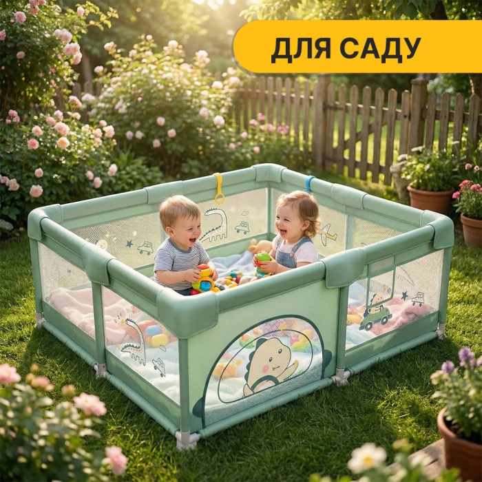 Дитячий манеж LEOBRO "Пригоди динозавра" 180 x 200 см (LB-1009)