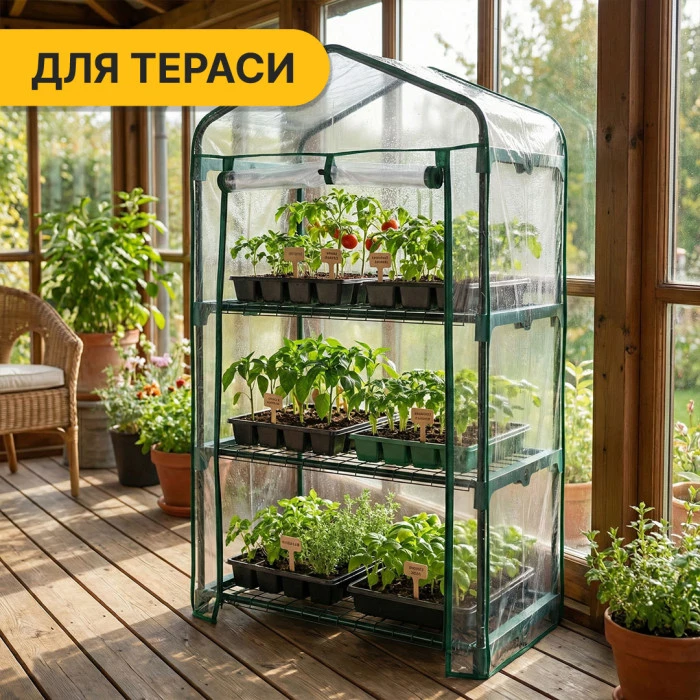 Стелаж-теплиця LEOBRO 125х69х49 см на 3 полиці (LB-G115)