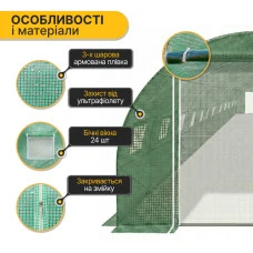 Посилена садова теплиця парник LEOBRO Garden 36м2 Green Mosquito Door (LB-G129-GRN)
