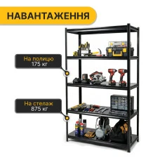 Стелаж з металевими полицями LEOBRO 182 х 90 х 40 см, 175кг/полиця, 5 полиць (LB-R127)