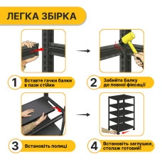 Стелаж з металевими полицями LEOBRO 182 х 90 х 40 см, 175кг/полиця, 5 полиць (LB-R127)