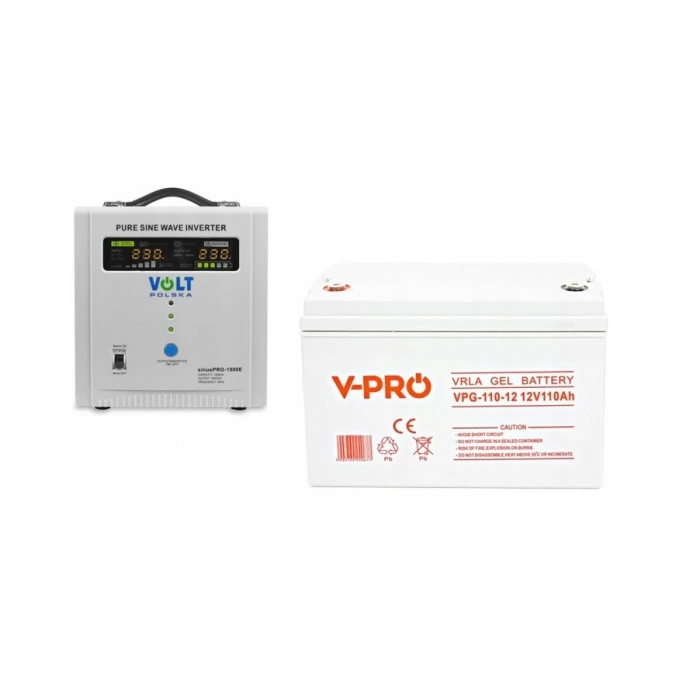 Аварийный комплект Volt Polska SINUS PRO 1500 E 12/230V 1050/1500W + Аккумулятор VOLT GELL 110Ah 12V