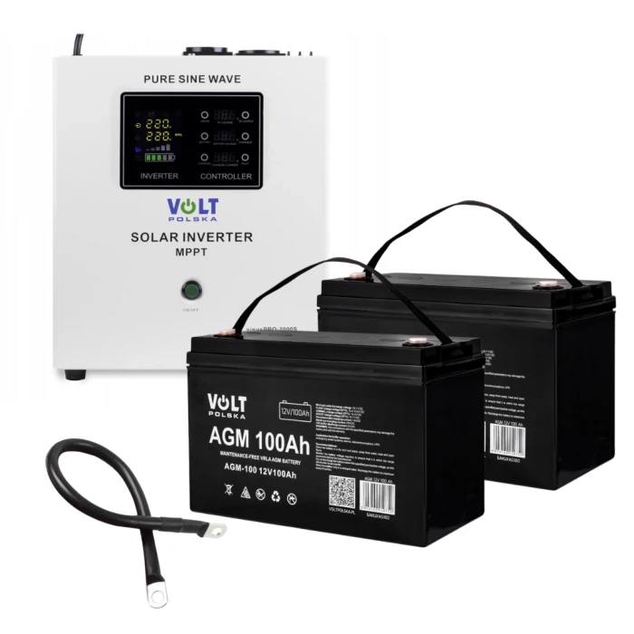 Гибридный ИБП/инвертор Volt Polska SINUS PRO 2000 S 24/230V 1400/2000W + 2 шт Аккумулятор VOLT VRLA 100Ah 12V