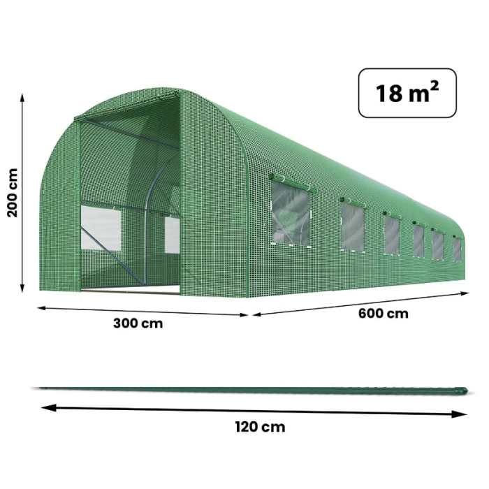 Посилена садова теплиця парник Plonos 18м2 Green 6х3м (4918-В)