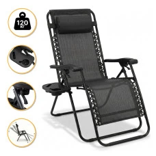 Розкладне крісло шезлонг LEOBRO Zero Gravity Black (LB-ZGC-F1-BLK)