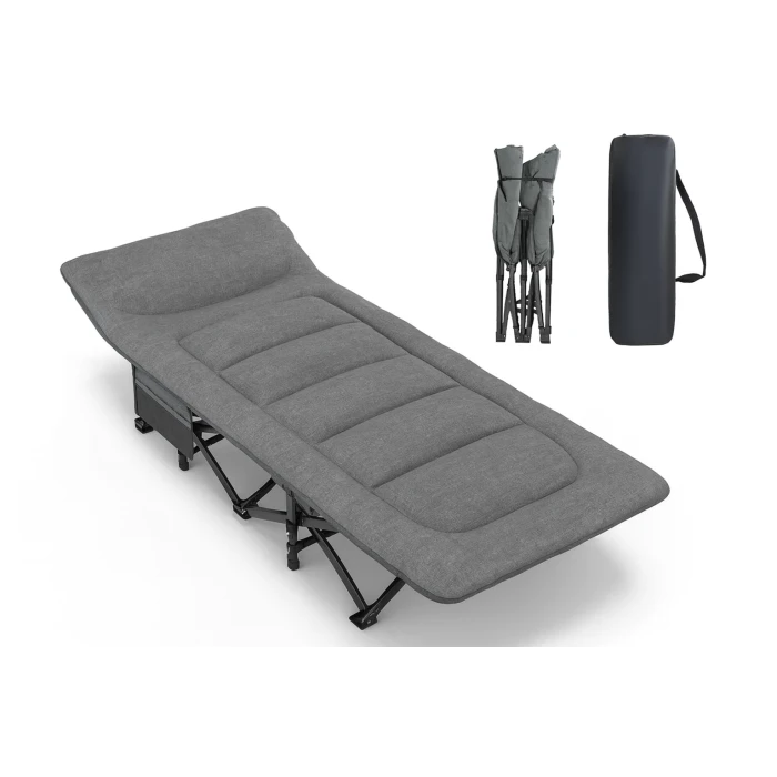 Туристична похідна розкладачка з вбудованим матрацом LEOBRO Grey (LB-CC-K1-GRY)