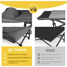 Туристична похідна розкладачка з вбудованим матрацом LEOBRO Grey (LB-CC-K1-GRY)