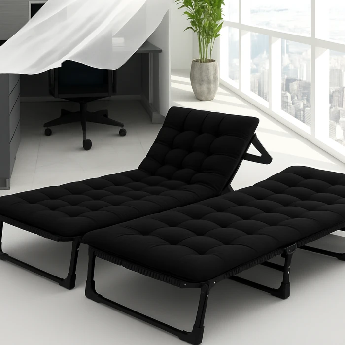 Розкладне ліжко (розкладачка) з матрацом і подушкою LEOBRO Black (LB-FB-A1-BLK)