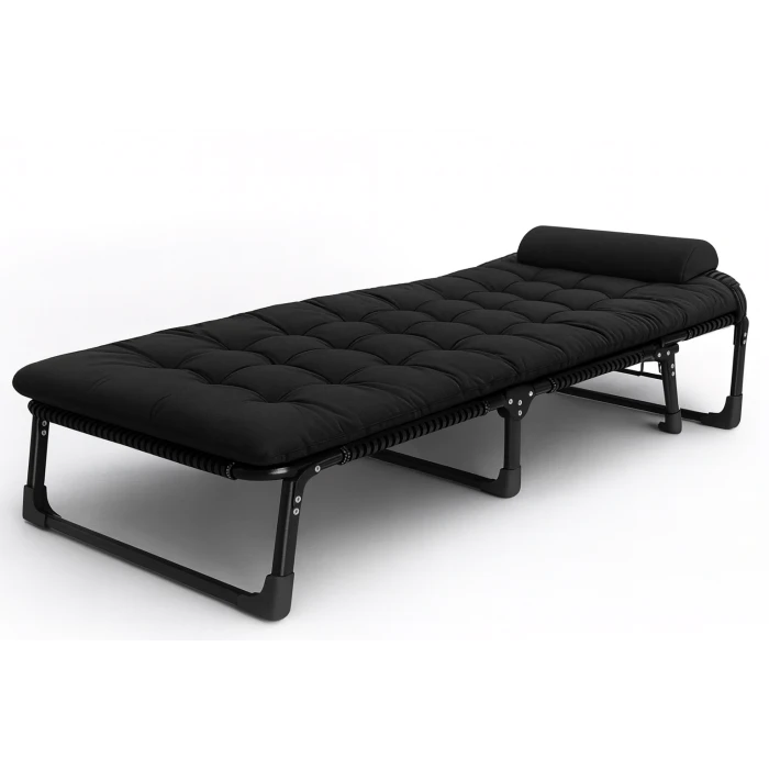 Розкладне ліжко (розкладачка) з матрацом і подушкою LEOBRO Black (LB-FB-A1-BLK)