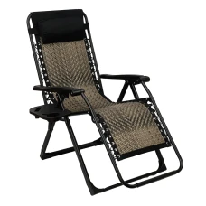 Раскладное кресло шезлонг LEOBRO Zero Gravity Premium Grey Rattan (LB-ZGC-G2-RG)