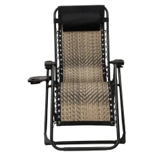 Раскладное кресло шезлонг LEOBRO Zero Gravity Premium Grey Rattan (LB-ZGC-G2-RG)