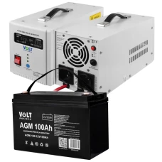 Комплект Volt Polska SINUS PRO 1000 E 12/230V 700/1000W + Акумулятор VOLT AGM 100Ah 12V