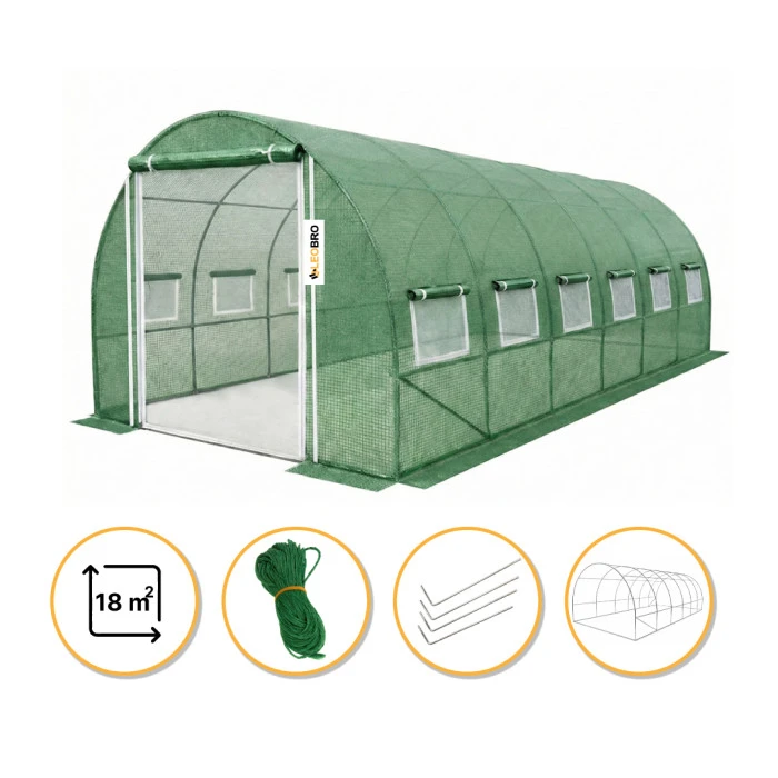 Садова теплиця парник LEOBRO Garden 18м2 Green Mosquito Door (LB-G110-GRN)