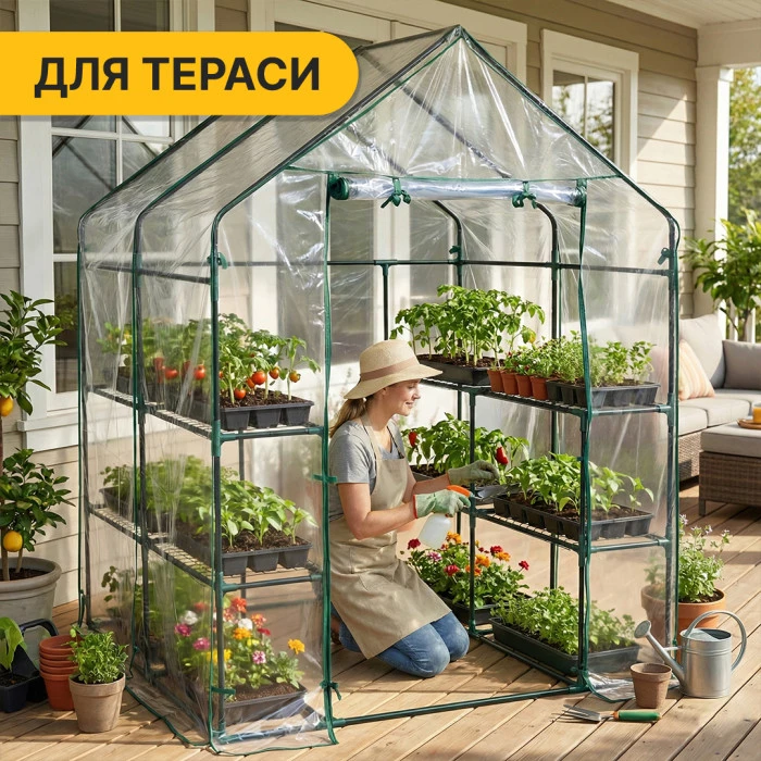 Стелаж-теплиця LEOBRO 143x143x195 см на 8 полиць (LB-G123)