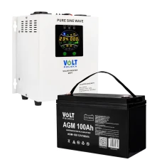 Комплект Гибридный ИБП/инвертор Volt Polska SINUS PRO 800 S + Аккумулятор Volt Polska 100 Ah 12V