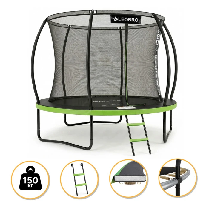 Батут із внутрішньою захисною сіткою 312 см LEOBRO Premium Pro 10FT GREEN (LB-1100)