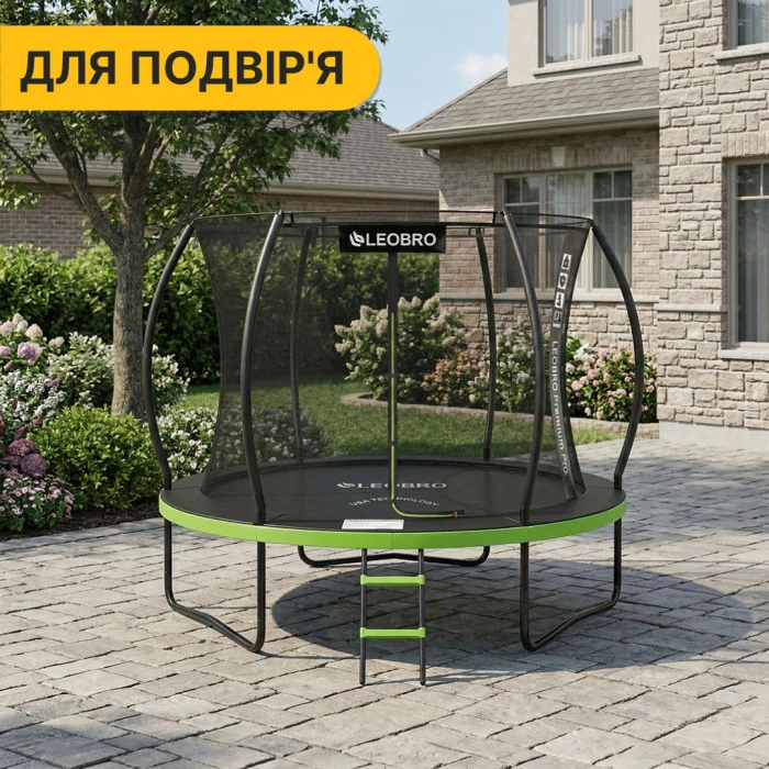 Батут із внутрішньою захисною сіткою 312 см LEOBRO Premium Pro 10FT GREEN (LB-1100)